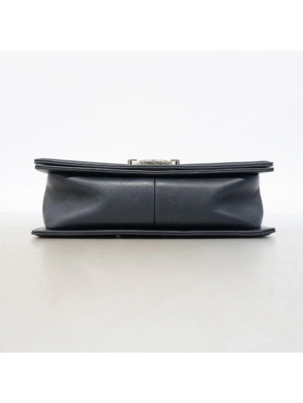 Chanel Shoulder Bag Boy Leather Navy Green Silver